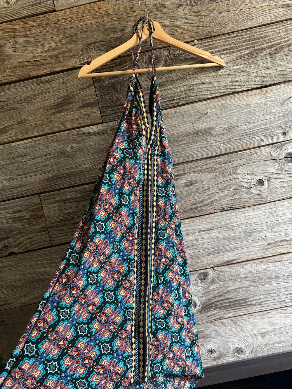 Nanette Lepore Teal Multicolor Halter Midi Dress
